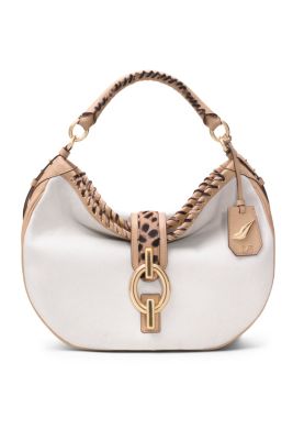 Sutra Leopard Laced Canvas Hobo Bag in Natural/ Leopard by DVF