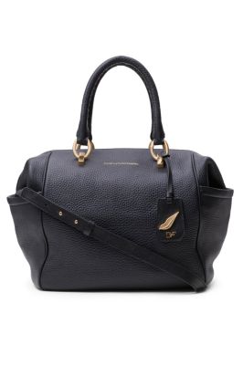 Sutra Bold Leather Duffle Bag in Black by DVF