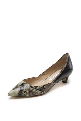 in Natural Roccia Snake Print Black Patent