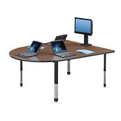 Adjustable Height Round End Media Table with Power - 72.75" x 60.5", A10047 Adjustable Height Round End Media Table with Power - 72.75" x 60.5", A10047