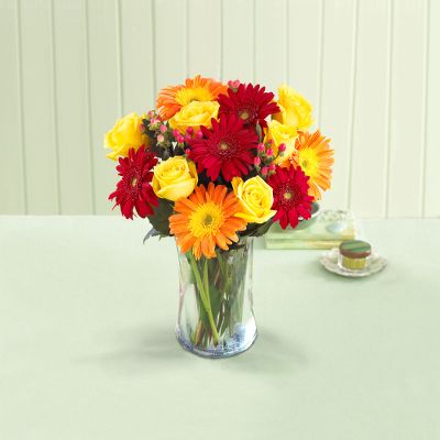 Best Wishes Rose and Daisy Bouquet with Vase