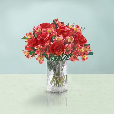 Ruby Red Rose & Lily Bouquet