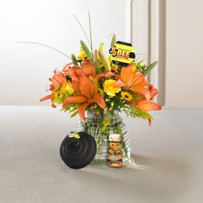 The FTD&reg; 'Bees-a-Buzzin' Honey Jar Bouquet