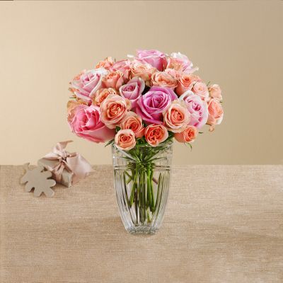 Blushing Grace Roses in FREE Waterford&reg;