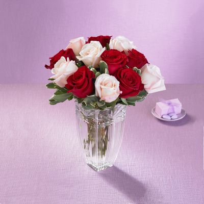 At First Sight - Roses in FREE Waterford Crystal Vase