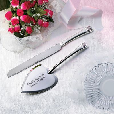Personalized Silver Cake Serving Set