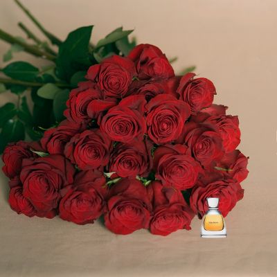 Vera Wang Romance Rose Bouquet - 12 Stems with Signature Perfume Sampler