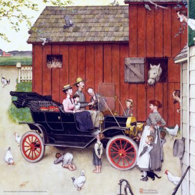 Model T on the Farm, Boss of the Road, A Sunday Afternoon Farm Scene by Norman Rockwell