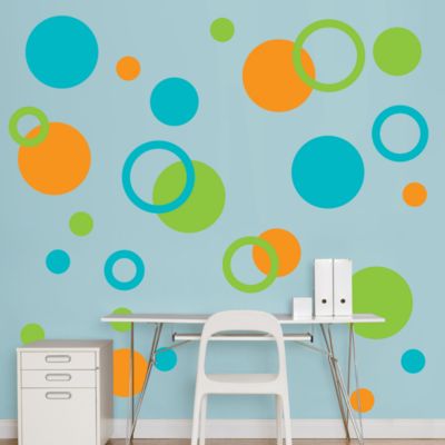Orange, Green & Turquoise Polka Dots