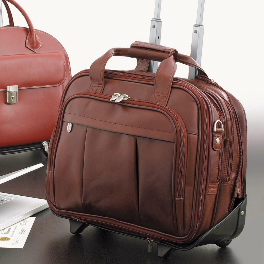 Damen Leather Wheeled Portfolio