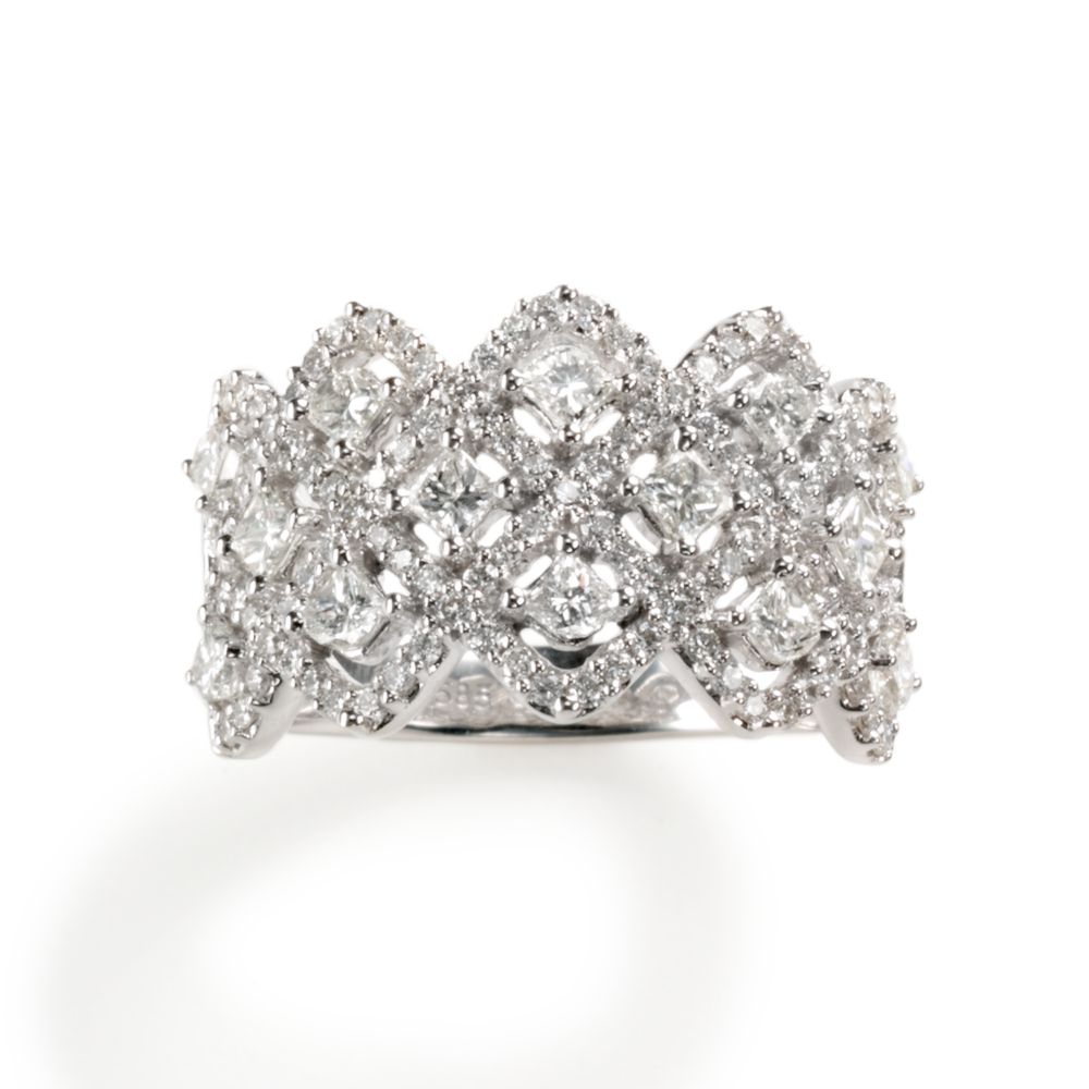Fancy Diamond Band, 18KW Gold