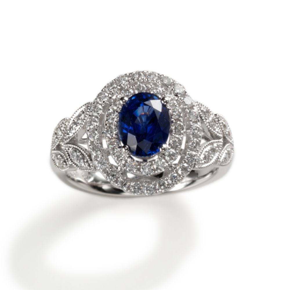 Diamond & Sapphire Ring, 18KW Gold