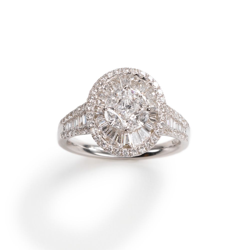 Diamond Cocktail Ring, 18KW Gold