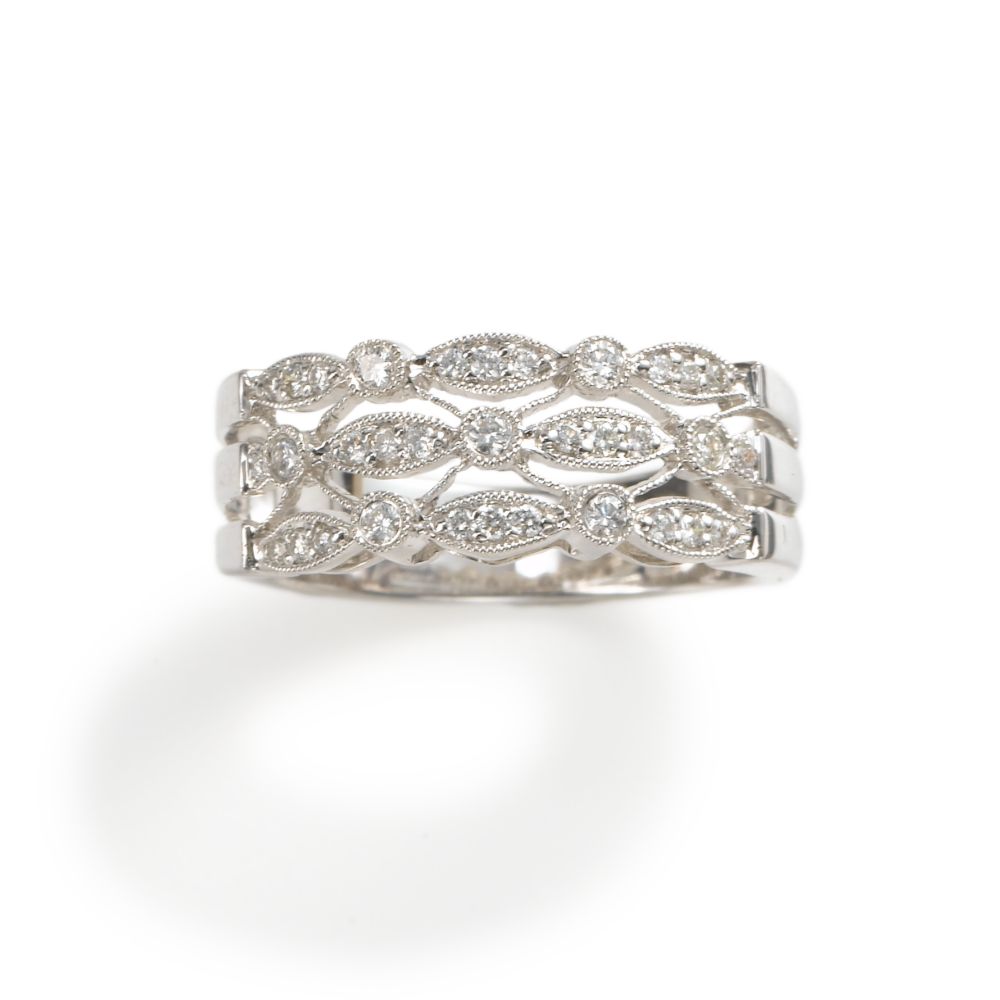Pave Diamond Cocktail Ring, 14KW Gold