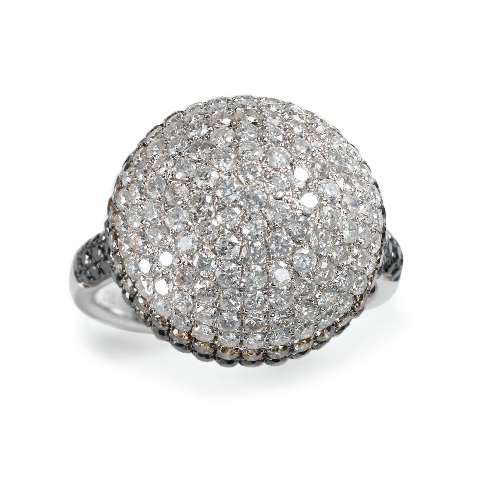 Diamond Pave Dome Ring, 18KW Gold