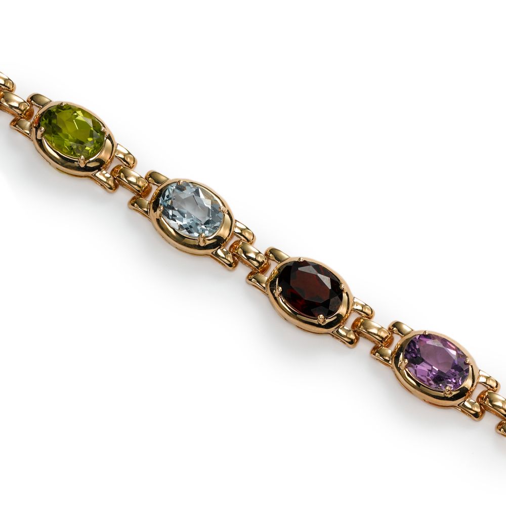 Oval Multi-Stone Bracelet, 14KY Gold