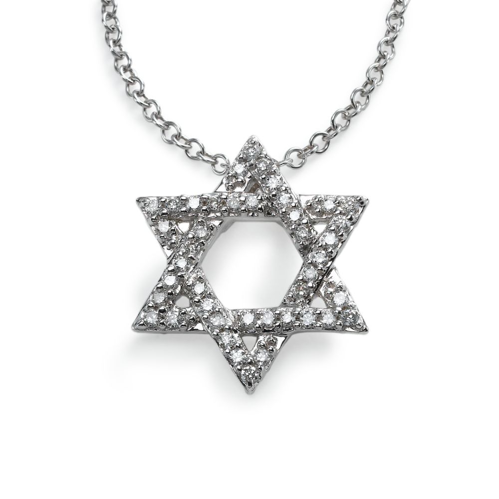 Star of David Diamond Pendant, 14KW Gold