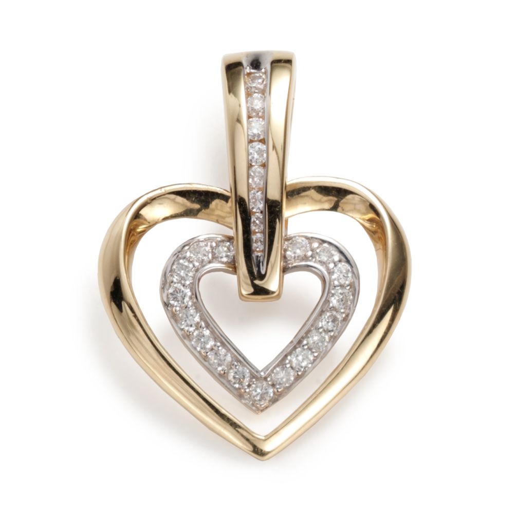 Diamond Heart Slide, 14KY Gold