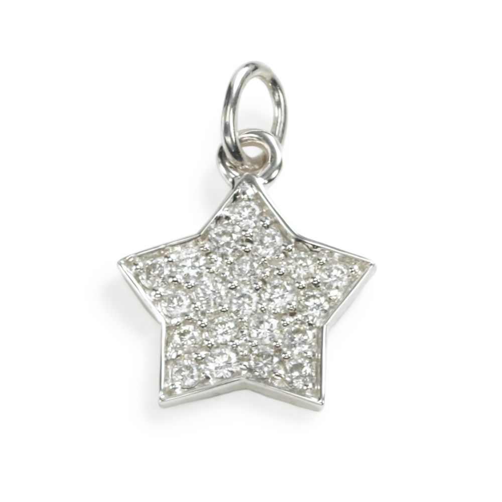 Diamond Star Charm, 14KW Gold