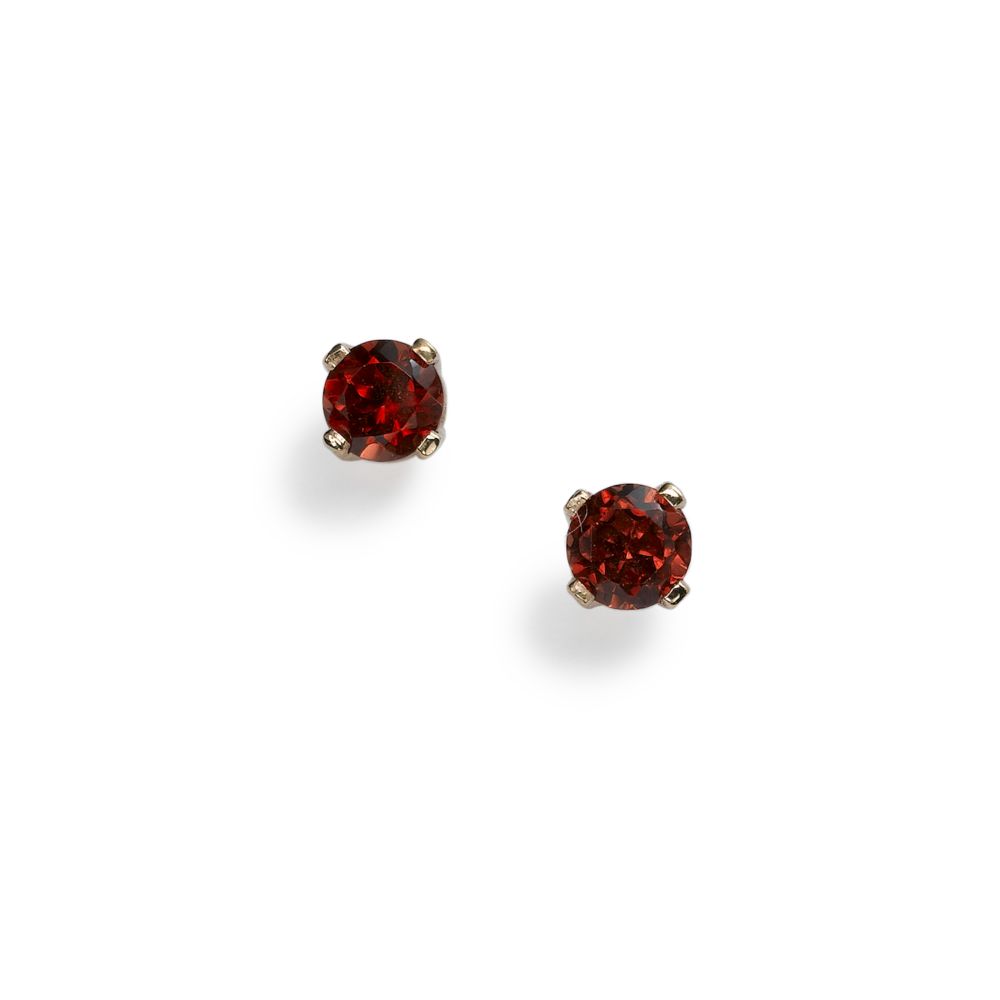 Girl's Garnet Stud Earrings, 14KY Gold
