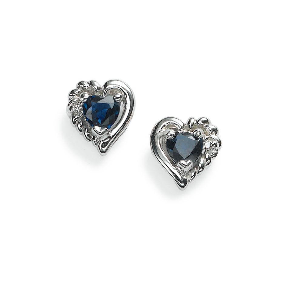 Sapphire Earrings with Diamond Accents, 14KW Gold