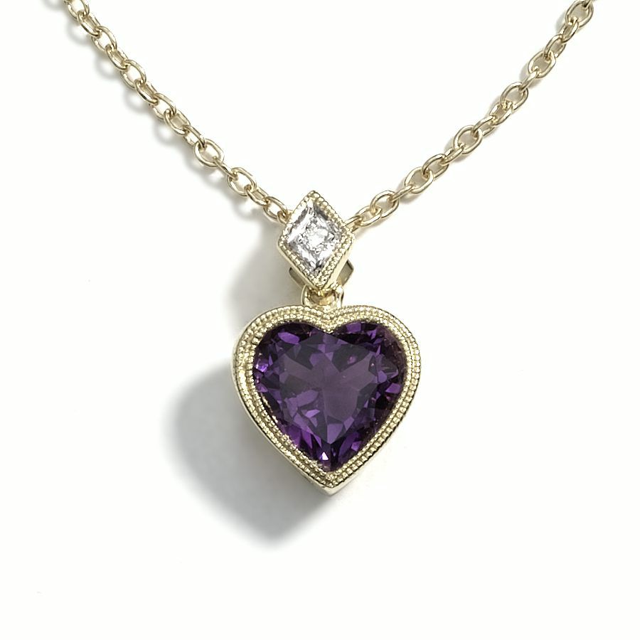Girl's Amethyst Heart Pendant, 14KY Gold