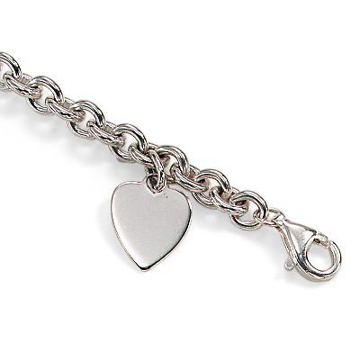 Girl's Sterling Silver Heart Charm Bracelet