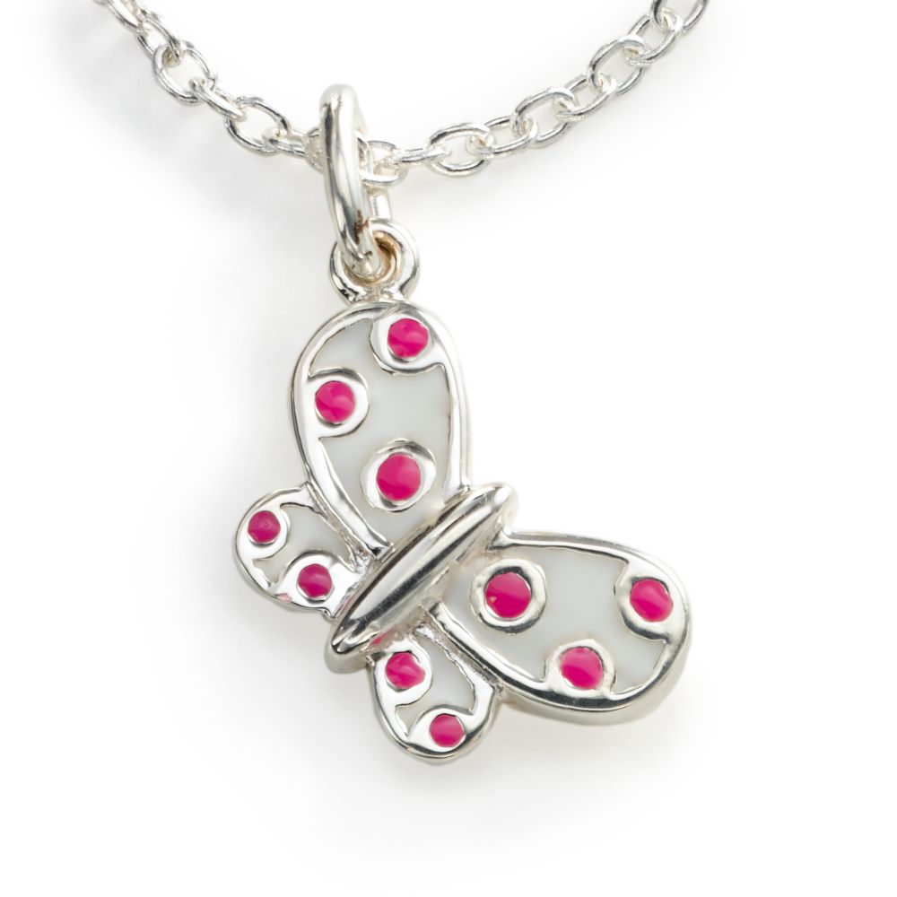 White Butterfly Pendant, Sterling Silver
