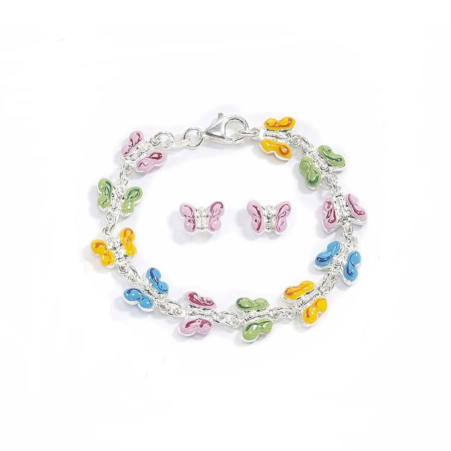 Enamel Butterfly Set, Sterling Silver
