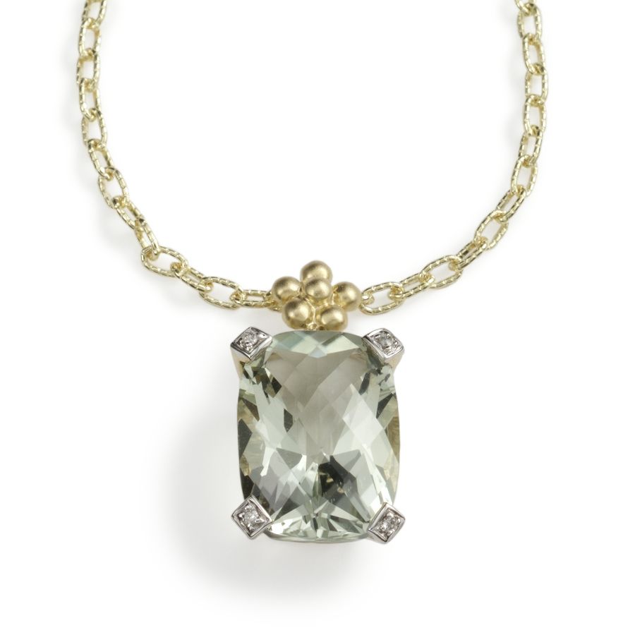  Green Amethyst Pendant, 14KY Gold