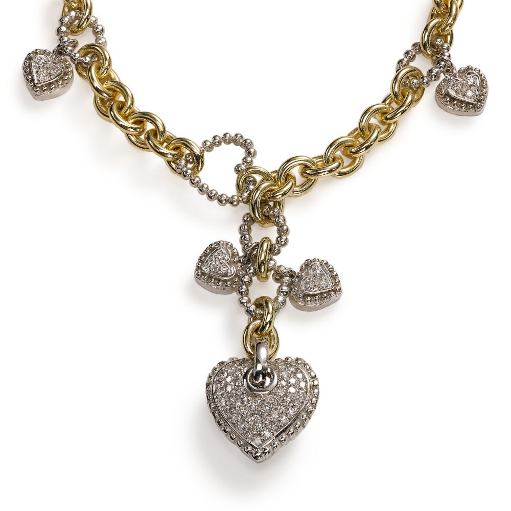 Diamond Heart Necklace, 14KYW Gold