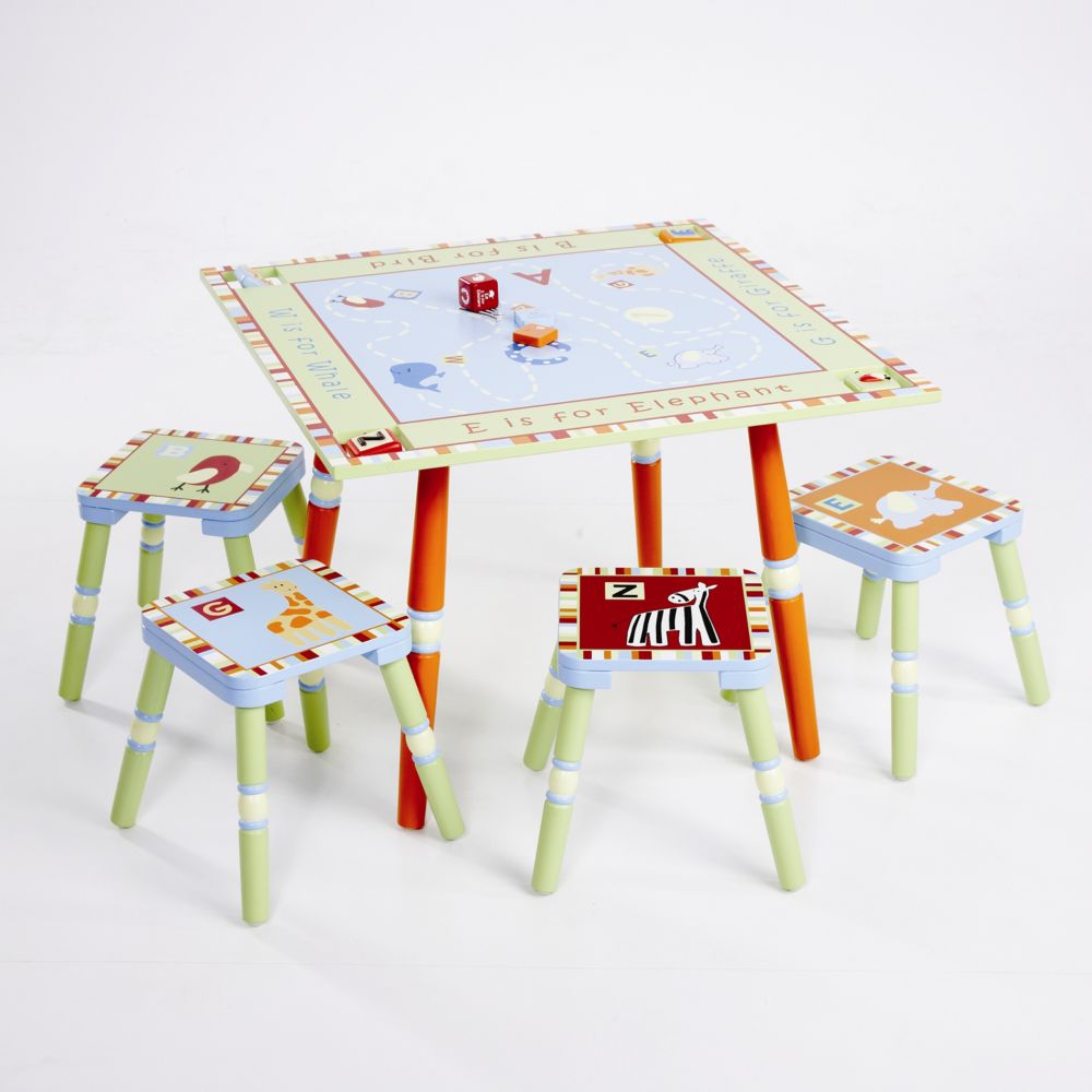 Alphabet Table & 4 Stool Set