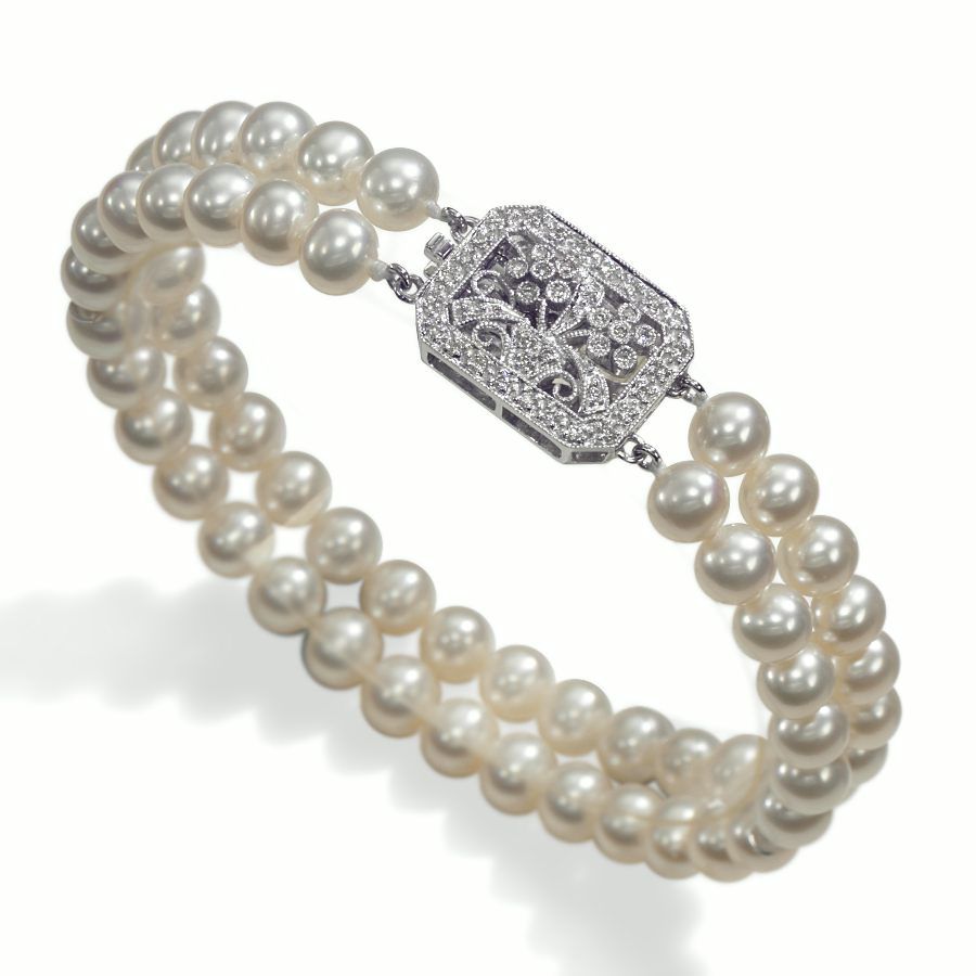 Freshwater Cultured Pearl Bracelet, 14KW Gold
