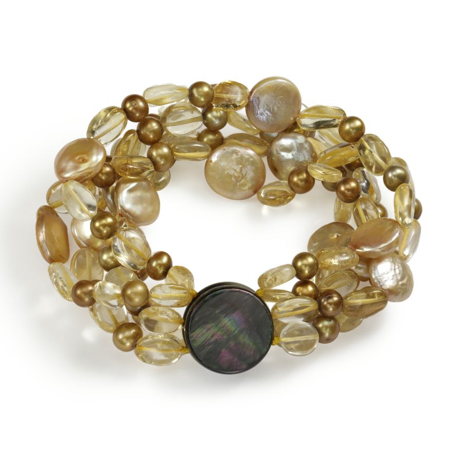   Citrine & Dyed Cultured Freshwater Pearl Bracele