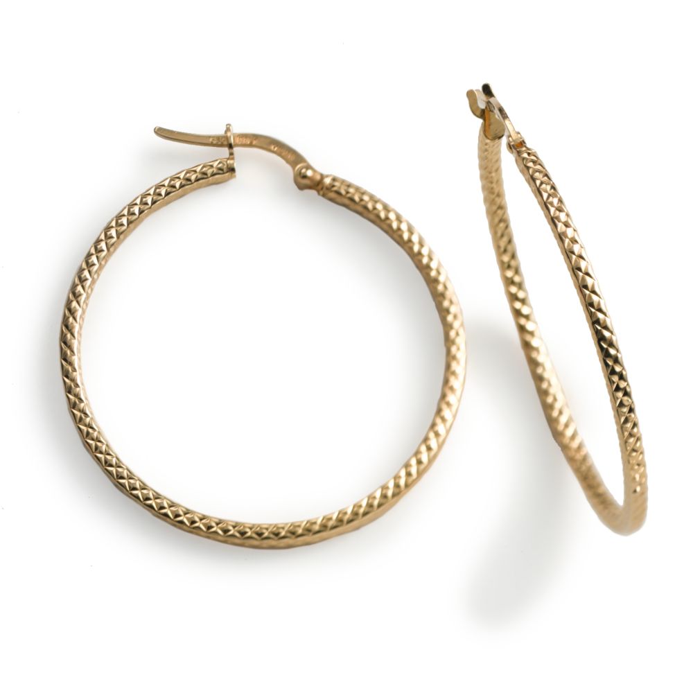 Textured Hoop Earrings, 14KY Gold
