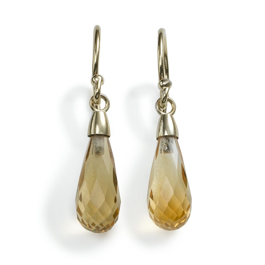 Citrine Dangle Earrings, 14KY Gold