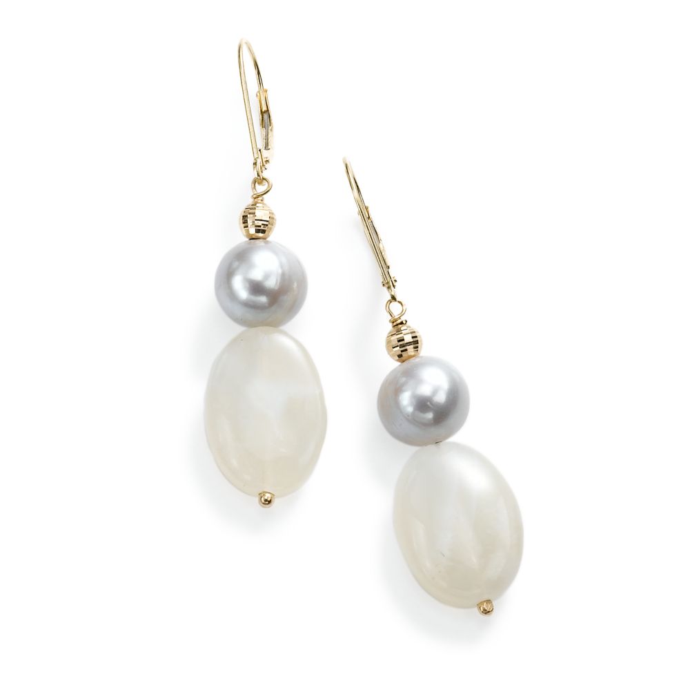 Multi-Stone Drop Earrings, 14KY Gold