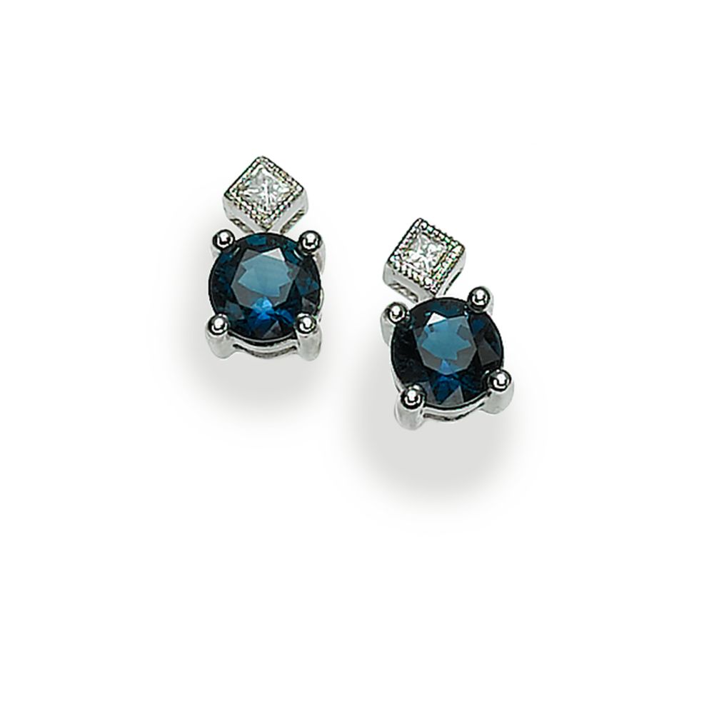 Sapphire and Diamond Earrings, 14KW Gold