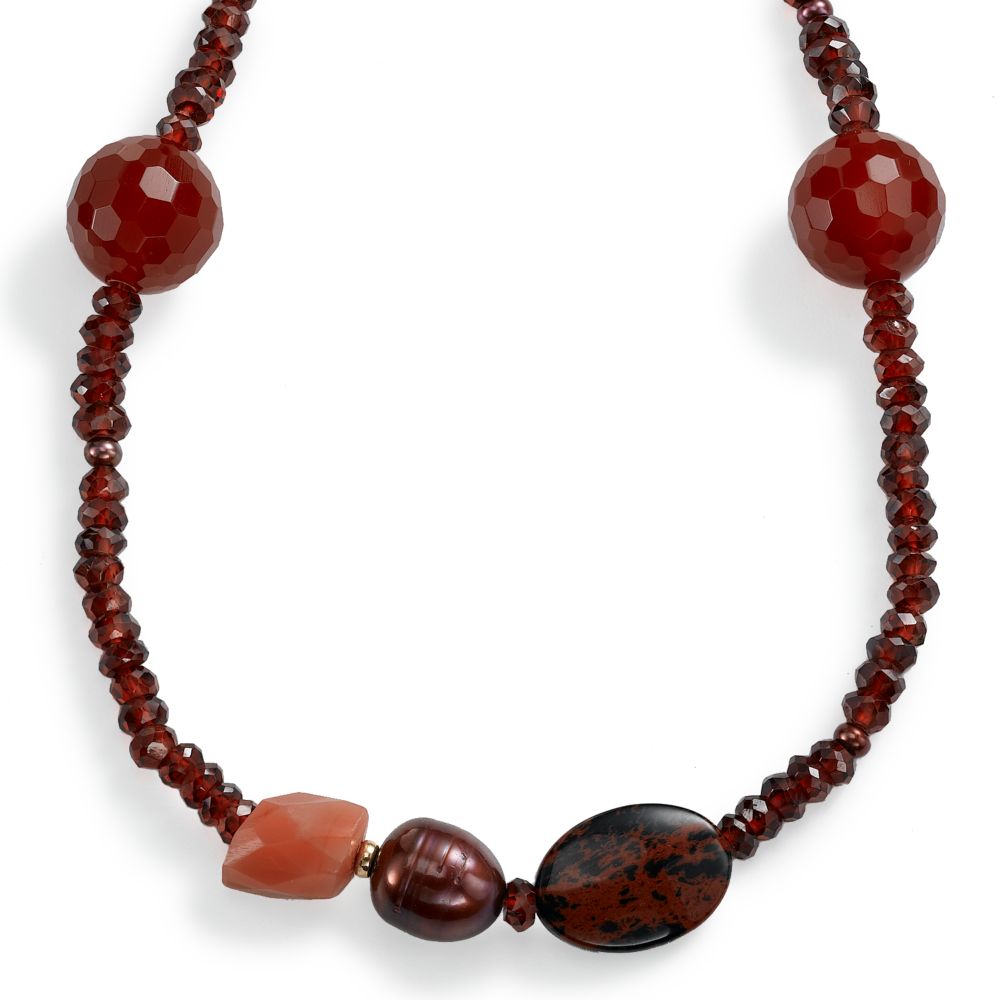 Multi-Stone Beaded Necklace, 14KY Gold