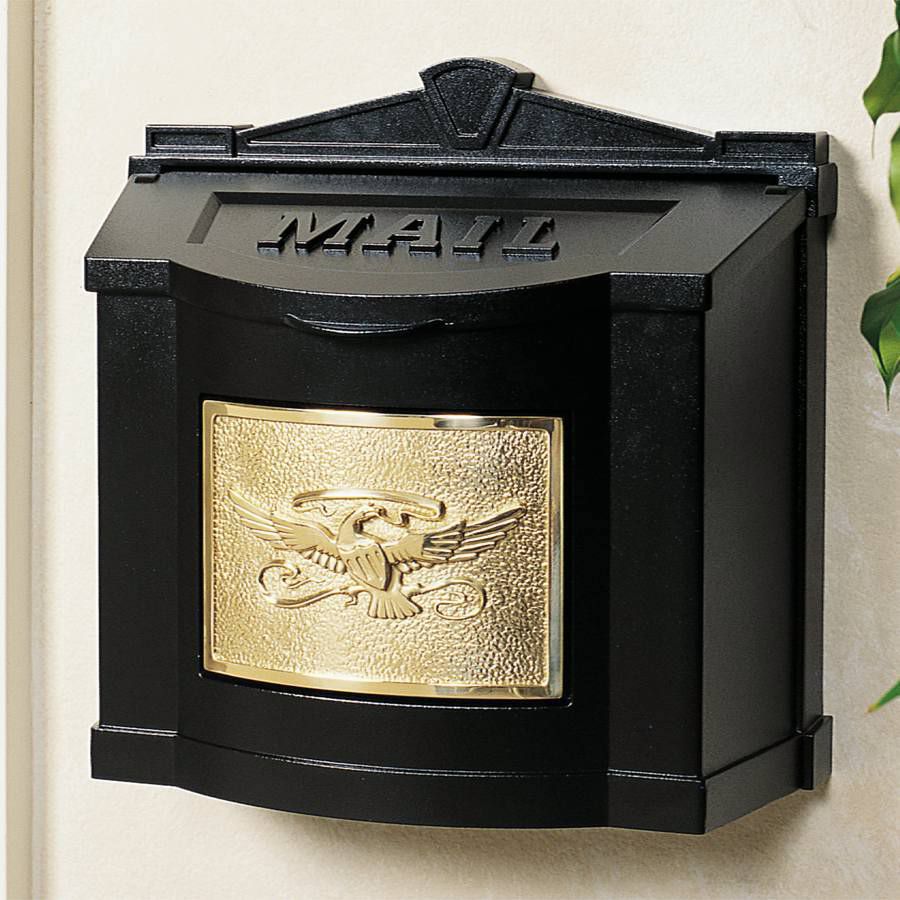 Wallmount Mailbox by Gaines, Black/Polished Brass