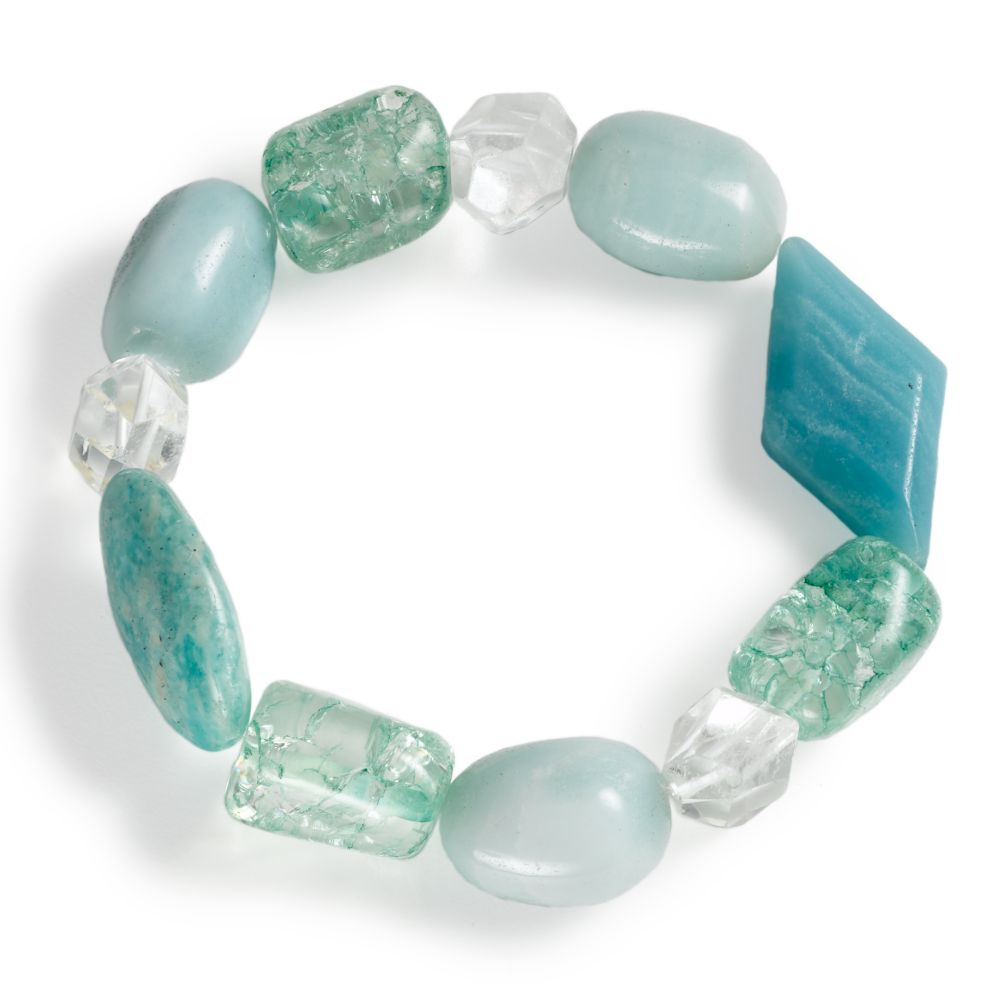 Crystal, Amazonite & Chalcedony Bracelet