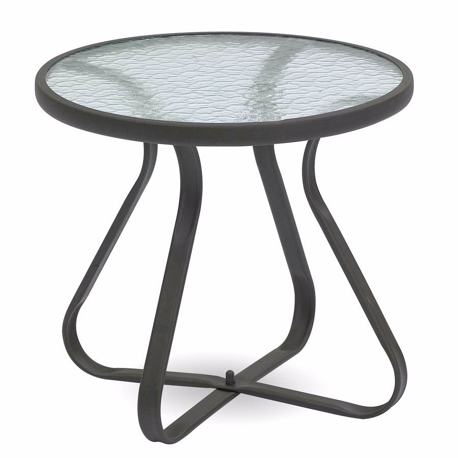 20" Round Glass End Table, Bronze