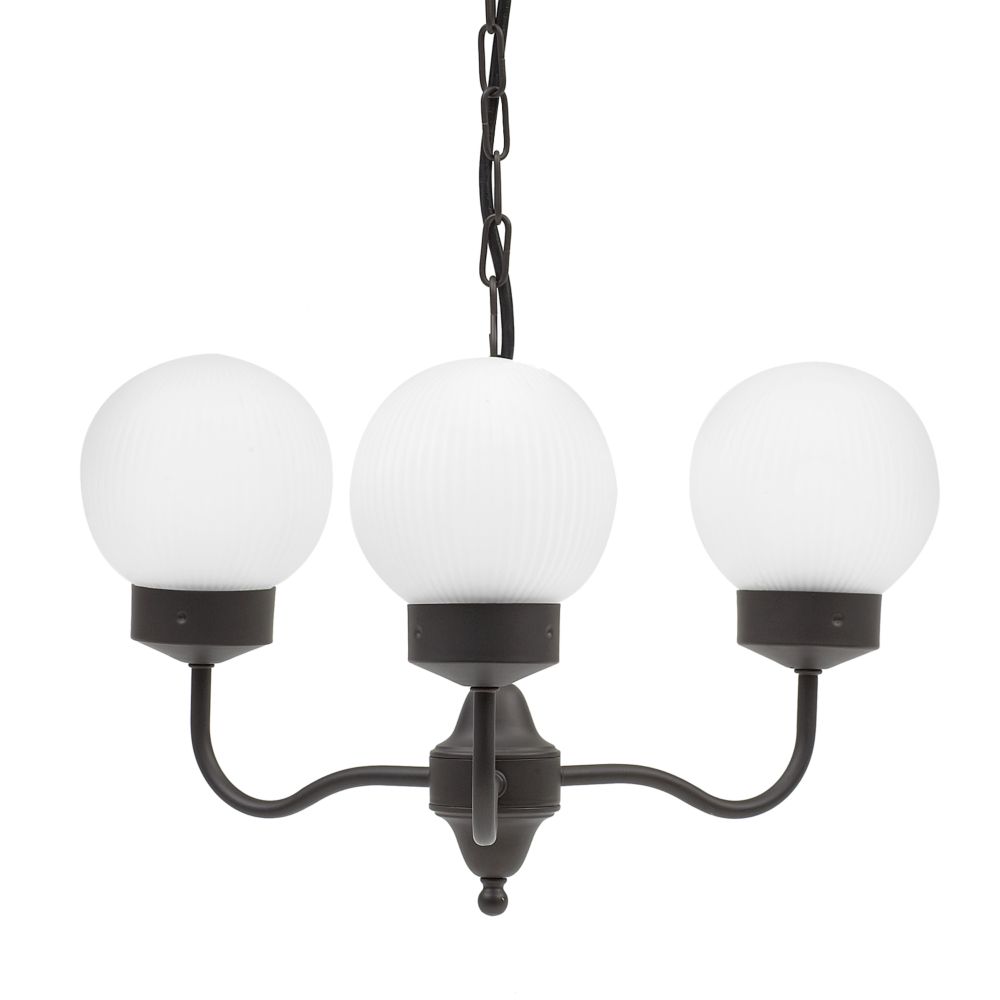  3 Globe Light Chandelier in Bronze  Outdoor Chandelier