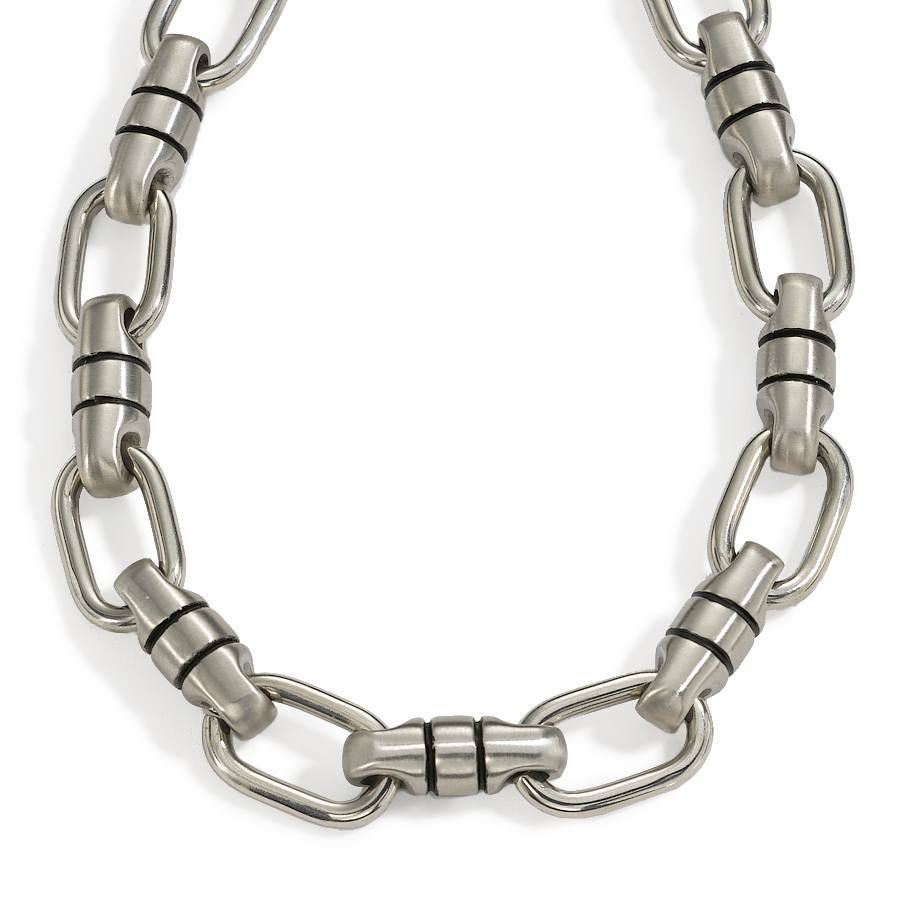  Oxidized Link Necklace, Stainless Steel