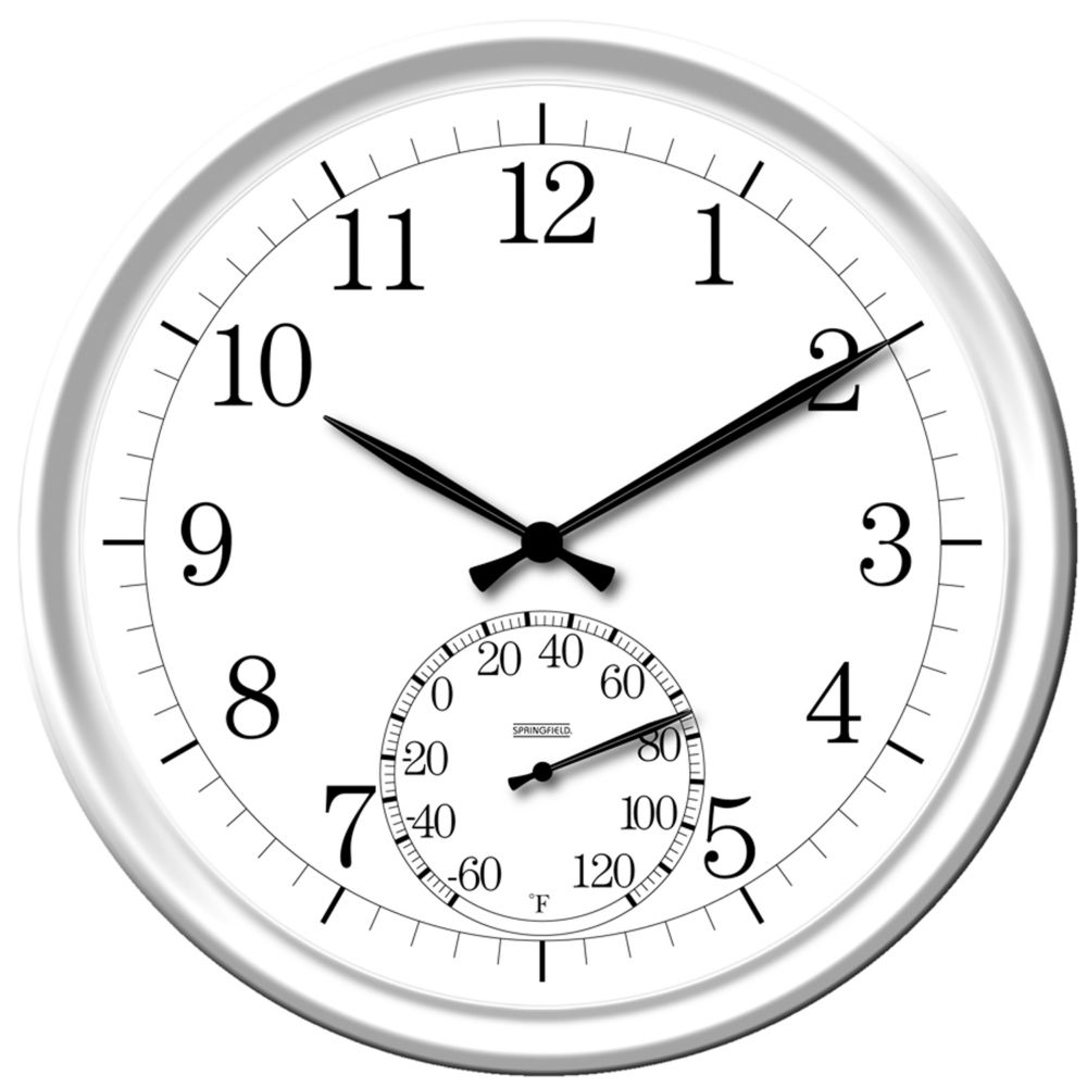 White Clock with Thermometer