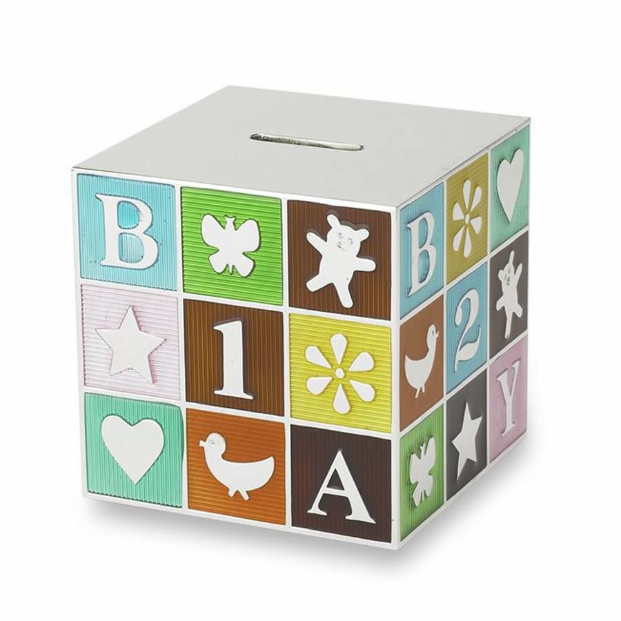  Godinger Multi-Color Block Baby Bank
