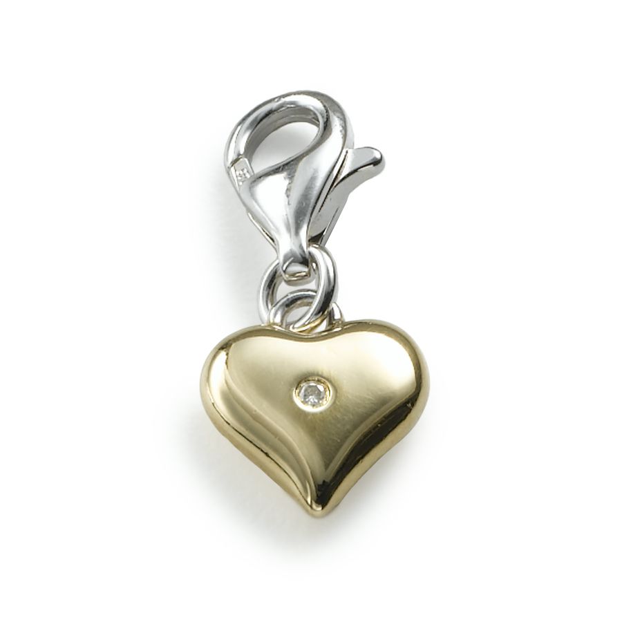  Vermeil Heart Charm, Sterling Silver