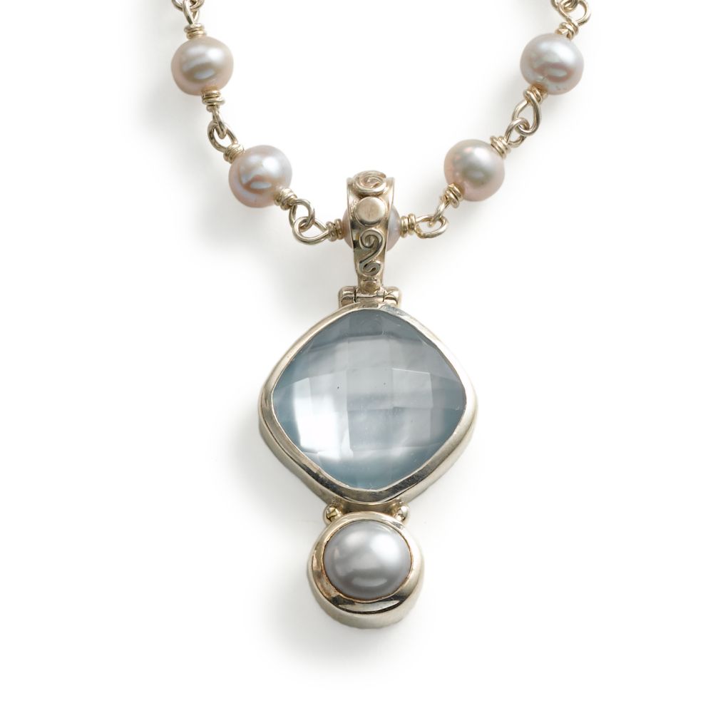 Pearl & Quartz Necklace, Sterling Silver