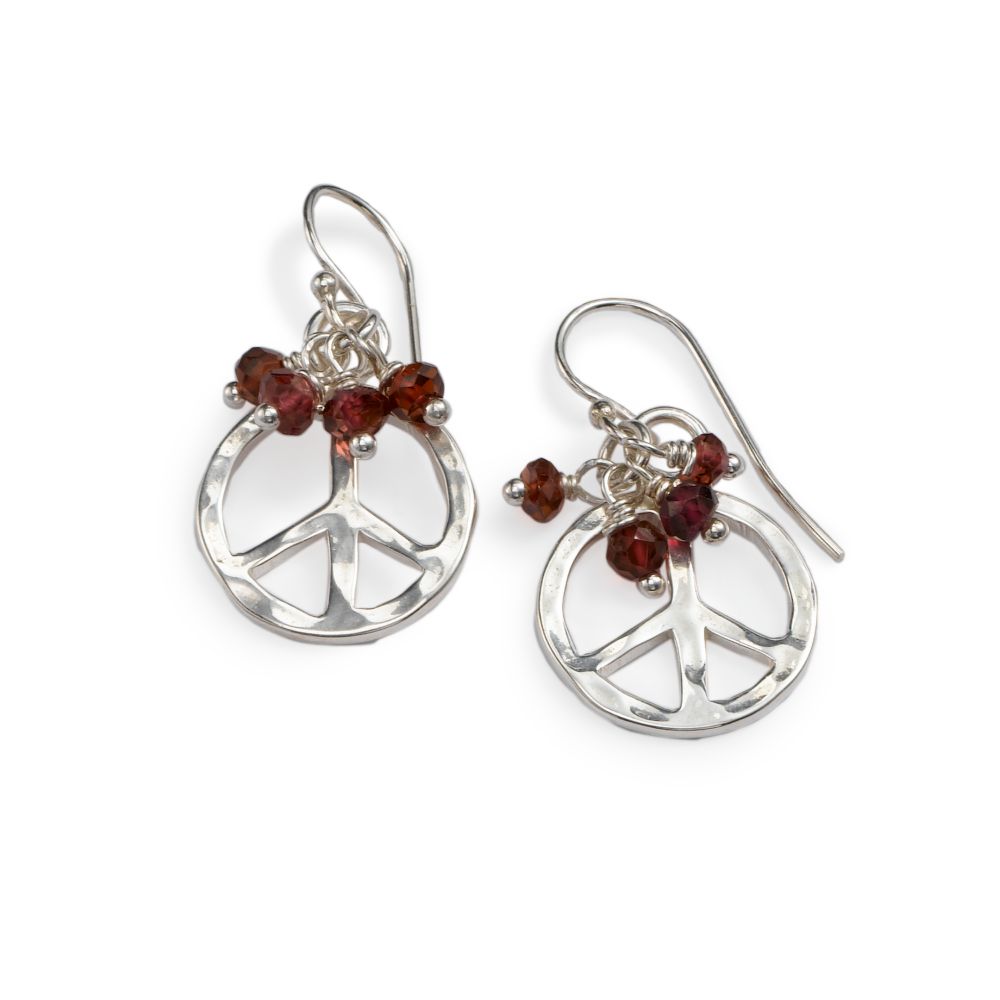 Peace Sign Earrings, Sterling Silver