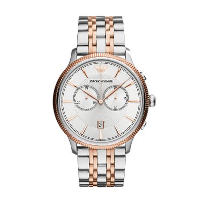 emporio armani two tone watch women's